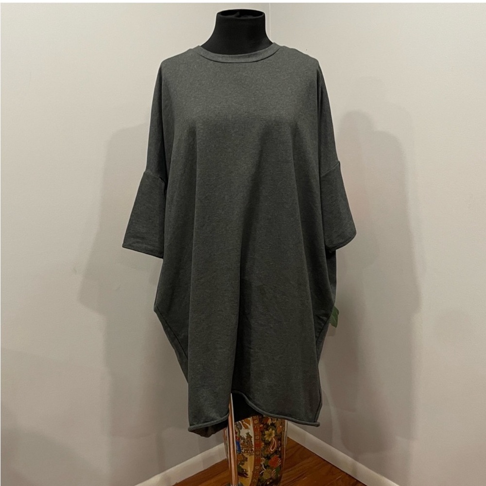 City Chic Oversize Knit Tee Charcoal Gray sz 16